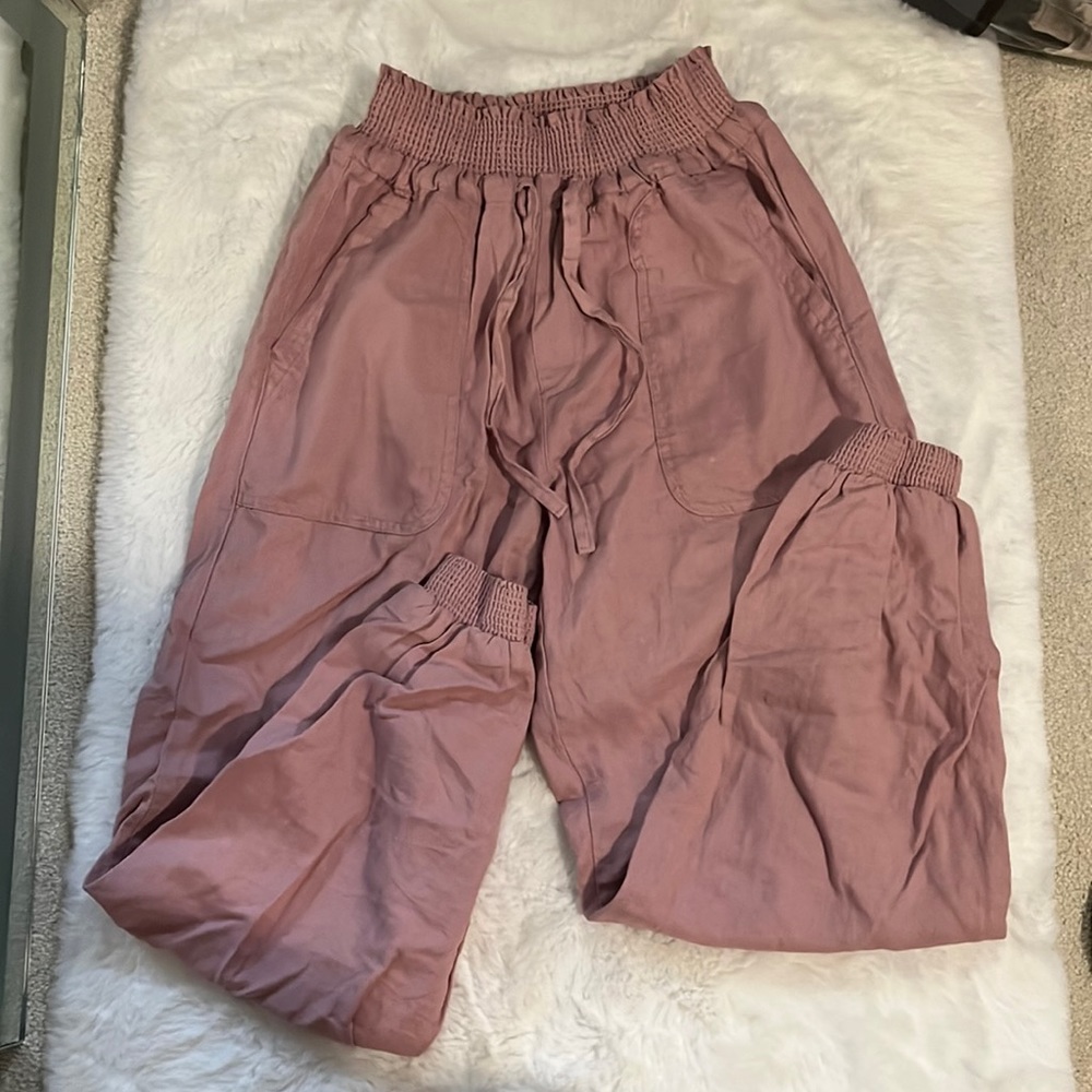 Pink linen pants